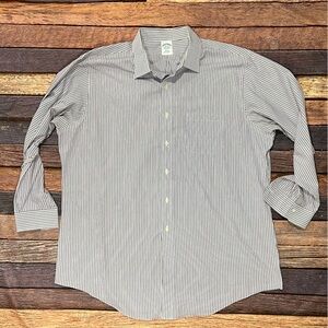 Brooks Brothers Maroon / Blue Striped Button Down Dress Suit Mens Shirt